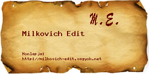 Milkovich Edit névjegykártya